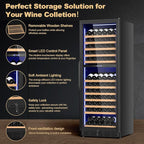24 Inch Dual Zone Wine Cooler Refrigerator, Large Capacity Freestanding/Built-in Upgraded Professional Wine Fridge with Powerful Compressor, Advanced Cooling System, Quiet Operation, Black