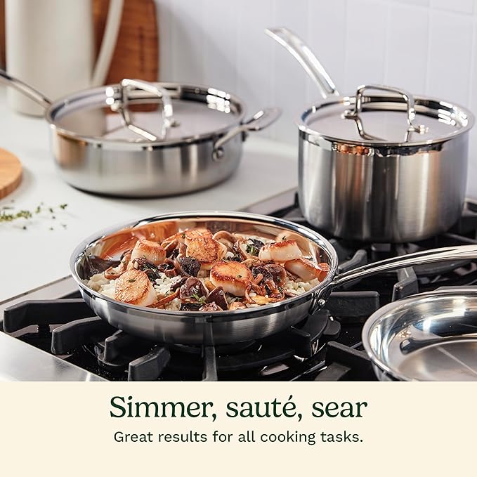Cuisinart 12-Piece MultiClad Pro Triple Ply Stainless Stainless Steel Pots and Pans Set, Cookware Set Compatible with Induction, Electric, Gas Cooktops, Cool Grip Handles, Oven Safe to 500°F, Silver