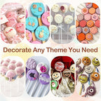 Circle Cake Pop Mold for Baking with 50PCS Cake Pop Sticks Bags Ties,Baking Molds for Birthday Wedding Baby Shower Kids Party Desserts-Yellow