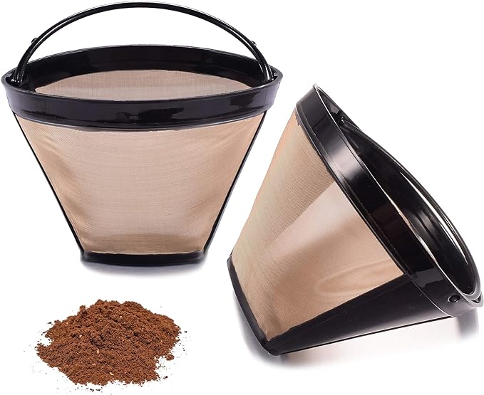 Reusable No.4 Cone Coffee Maker Filters for Ninja Coffee Bar Brewer Replacement Permanent Basket Filter (2 Coffee Filters)