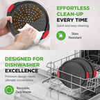 NutriChef 2-Piece 13-Inch Nonstick Pizza Tray, Round Carbon Steel Non-Stick Pizza Pan with Perforated Holes, Premium Bakeware Pizza Screen with Silicone Grip Handles, Dishwasher Safe, NCBPIZX2