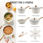 SENSARTE Nonstick Ceramic Cookware Set, 13-Piece Non-toxic Pots and Pans Set, Healthy Kitchen Cooking Set with Stay-Cool Handles, Silicone Tools and Pot Protectors, PFAS Free