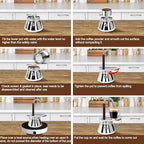 1 Cup Single Tube Moka Pot Stainless Steel Stovetop Espresso Maker Cafeteras Italian Percolator Espress Makers Capable Greca Mocha Coffee Machine for Induction Home 90ml 3oz