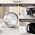 Dezin Hot Pot Electric, Rapid Noodles Cooker, Stainless Steel Electric Pot 1.6 Liter, Perfect for Ramen, Egg, Pasta, Dumpling, Soup, Porridge, Oatmeal with Temperature Control and Keep Warm Function