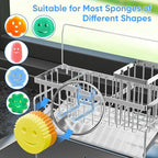 Sponge Holder for Kitchen Sink 304 Stainless Steel Self-Draining Sink Caddy with Smiley Face Sponge and Brush Holder Towel Bar and Divider Kitchen Gadgets Organizer for Countertop, Black