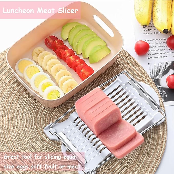 6 Pcs/Set Musubi Maker Kit with Luncheon Meat Slicer - Non-Stick Rice Ball Onigiri Press Mold, BPA-Free Sushi Mold for Hawaiian Musubi