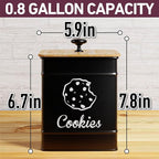 Cookie Jar with Airtight Lid - 1 Gallon - 6"D x 8"H Iron Cookie Tin with Bamboo Lid - Large Cookie Jars with Lids Airtight - Farmhouse Cookie Jars for Kitchen Counter Decorative - Cookies Jar