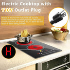 2 Burner Electric Cooktop, 12 Inch Electric Stove Top with 9 Power Levels, Touch Control, Timer, Child Lock and Residual Heat Warning, Ideal for Countertop & Built-In Use (110-120V)