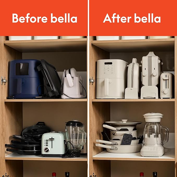 bella 8 Piece Cookware Set, Fits-anywhere™ Kitchenware w EverGood™ Ceramic Nonstick Coating, Removable Handles, Dishwasher & Oven Safe, All Stovetops Compatible, Glass Lids w Silicone Rims, Oatmilk