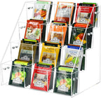 Tea Bag Organizer Holder, Acrylic Tea Packets Storage Box Container Display Stand Rack for Counter Cabinet Countertop Kitchen Office, 4 Tier