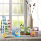 Bormioli Rocco Barshine 10.38 oz. Rocks Stackable Tempered Drinking Glasses, Set of 6, Peach