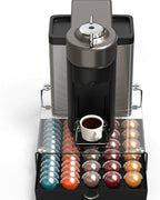 Deco Brothers Crystal Tempered Glass Vertuo Pod Holder Drawer, 30 Large or 60 Small Nespresso Capsule Organizer, Black