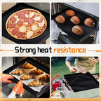 Teenyyou 4 Pcs 13.5 x 13.5 x 1inch Non-stick Ptfe Oven Trays Reusable Solid Baking Basket Easy Clean Heat Resistant Black Quick Oven Accessories for Heating Chips Chicken Snacks in Restaurant Kitchens