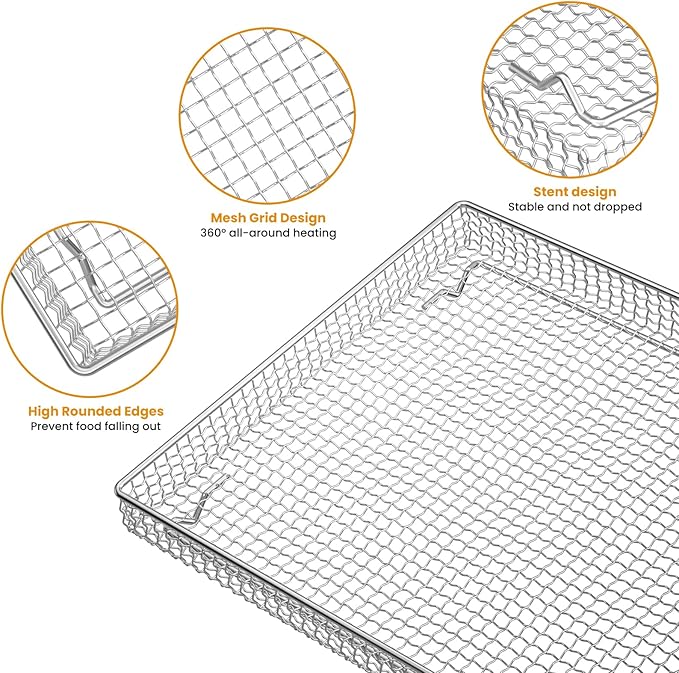 Stainless Steel Air Fryer Basket and Tray,Compatible with Cuisinart TOA-60 TOA-65 TOA-70 Toaster Air Fryer Convection Oven