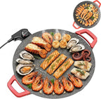 Indoor Smokeless Electric Griddle,Comales Para Tortillas Electricos, Portable Electric Korean Bbq Grill,Round Electric Griddle For Bbq, Tortillas, Steaks, Burgers, Pancakes (16 in)