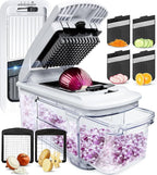 Fullstar Mandoline Slicer for Kitchen - Vegetable Chopper, Onion Potato Food Veggie Fruit Slicer and Cutter with Container, Kitchen Gadgets & Gifts, Home Essentials (4 in 1, Black/White)