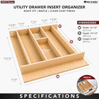 Rev-A-Shelf Natural Maple Right Size Utensil Insert Home Storage Kitchen Organizer 7 Compartment Drawer Accessory, 16 1/4" x 19 1/2", 4WUT-21SH-1