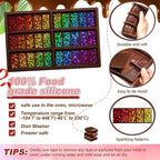 Ziliny Dot Holographic Chocolate Bar Mold Silicone, Rainbow Light Effect Chocolate Bar Deep Thick Molds for DIY Candy Dessert Baking, Candy, Wax Melts, Cake Decoration (Rectangle)