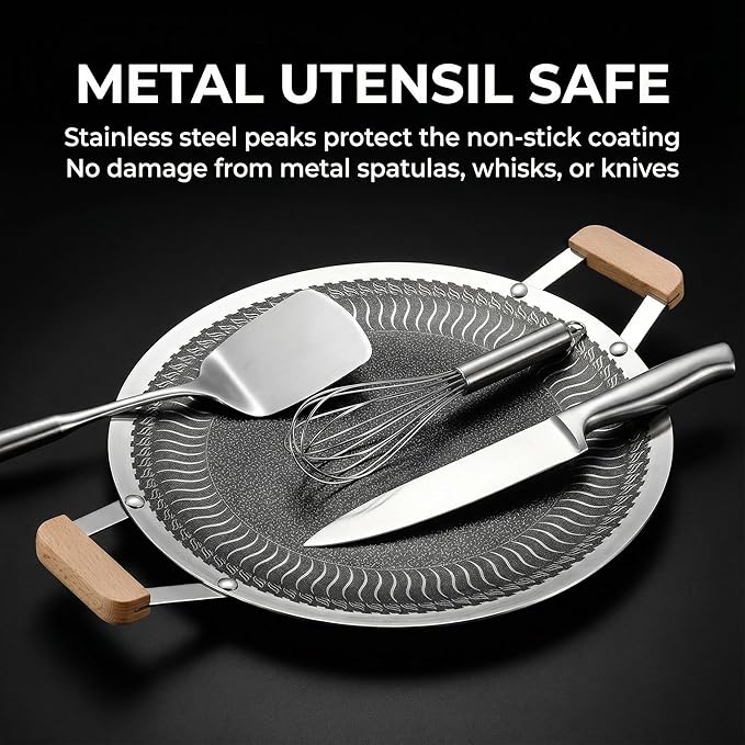 Nonstick Stainless Steel Cookware, Griddle Pan with PFAS-Free PURELYSEAR Ceramic Technology, Scratch Proof, Cool Grip Handles, Dishwasher Safe