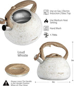 POLIVIAR Tea Kettle, Iron Grey Tea Pot Stovetop, 2.7 Quart Loud Whistling Coffee and Teapot, Food Grade Stainless Steel for Anti-Hot Handle and No-Rust, Suitable for All Heat Sources (JX2020-YB30)