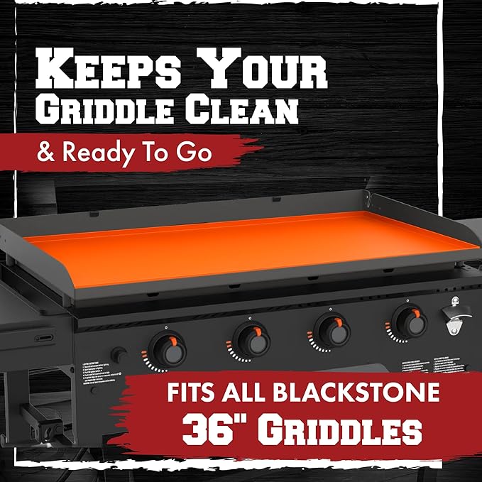 KITCHEN PERFECTION 36" Premium Silicone Griddle Cover Mat For Blackstone Griddle 36 Inch - Hermetic Protection From Rust & Debris All Year, Fits All Blackstone 36 Inch Models - Food Grade Silicone