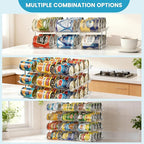 Can Organizer for Pantry, 2 Tier Canned Food Goods Storage Organizer, Clear Soda Can Organizer for Refrigerator Stackable Can Dispenser Rack Holders for Pantry Cabinet Fridge Countertop, Holds 24 Cans