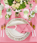 Solino Home Linen Napkins Set of 4-100% Pure Linen Pink Carnation Dinner Napkins Cloth 20 x 20 Inch for Valentines - Fete, Handcrafted and Machine Washable