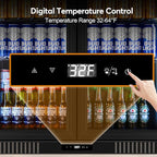 Back Bar Cooler Undercounter Beverage Refrigerator with Glass Door, Commercial Display Fridge for Beer Drink Soda with Temperature Control, 7.2Cu. Ft. Large Capacity, Black