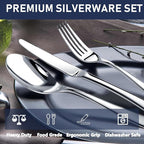 STILLOYE Heavy Duty Silverware Set for 8, 40 Piece Premium Stainless Steel Flatware Utensils Cutlery Set Including Steak Knife Fork and Spoon, Dishwasher Safe, Gift Package for Wedding Housewarming