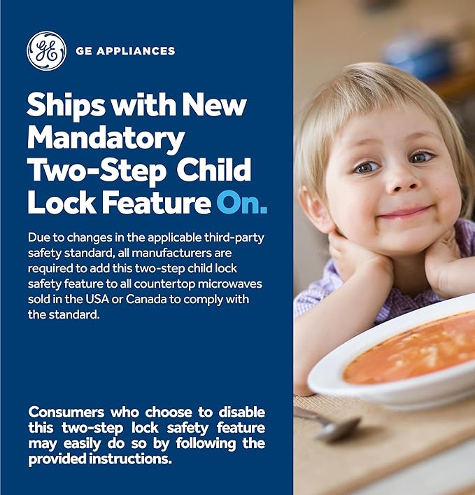 GE Compact Countertop Microwave Oven, 0.7 Cubic Ft., 700-watt Capacity, 6 Auto Cooking Settings, Child-Lock Technology, Dorm Room or Apartment, Stainless Steel