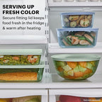 Pyrex Colors (2-Pack) Sculpted Tinted Small/Medium Glass Mixing Bowls With Plastic Lids, Nesting Space Saving Set of Bowls For Prepping and Baking, 1.3QT & 2.3QT