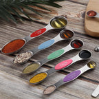 Magnetic Measuring Spoons Set Stainless Steel Dual Sided Stackable Teaspoon Tablespoon Nesting Measuring Spoon for Measuring Dry and Liquid Ingredients Color