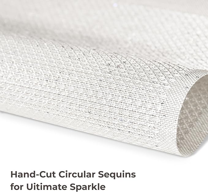 Leetaltree Luxury Crystal White Sequin Placemats Set of 4 - Waterproof Washable for Wedding, Anniversary, Daily Use - Sparkling Table Decor - Hand-Cut