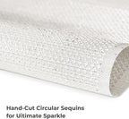 Leetaltree Luxury Crystal White Sequin Placemats Set of 8 - Waterproof Washable for Wedding, Anniversary, Daily Use - Sparkling Table Decor - Hand-Cut
