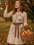 Pinknoke Vintage Pinafore Apron Dress for Women with Pockets Cute Floral Chef Aprons for Kitchen Cooking Baking Gardening