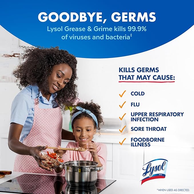 Lysol Pro Kitchen Spray Cleaner and Degreaser, Antibacterial All Purpose Cleaning Spray for Kitchens, Countertops, Ovens, and Appliances, Citrus Scent, 22oz