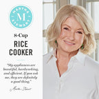 Martha Stewart Rice Cooker, 4 Cup (Uncooked) / 8 Cup (Cooked), Ceramic Non-Stick Removable Pot, Keep Warm, Measure Markings, Steam Basket, Brown & Sushi Rice, Quick Cook, Quinoa, Grains, Oats, Sky Blue