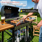 11-Piece Grill Tools Set, BBQ Grilling Accessories with Tongs & Spatua, Stainless Steel Portable Grill Tools Kit with Hooks & Apron Storage Bag for Camping, Grilling Gifts for Men Dad