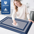 KitchenClouds [2 PCS Kitchen Rugs Cushioned Anti-Fatigue Kitchen Mats for Floor Waterproof Kitchen Rug Set Non-Slip Comfort Standing Mat for Office, Sink, Laundry 20"×30"+20"×60",Blue