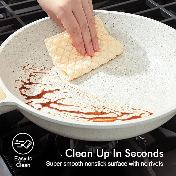 SENSARTE Nonstick Ceramic Frying Pan Skillet, 11 Inch Omelet Pan, Healthy Non Toxic Induction Compatible Egg Pan with Heat Resistant Handle, PTFE and PFAS-Free (Pack of 2)