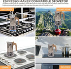 Uncoated 12 Cup Moka Pot 304 Thickened Stainless Steel Coffee Maker Stovetop Espresso Coffeemaker Italian Classic Style Brewing Greca Cafe Mocha Machine for Cafeteras Camping Travel Home 600ml 20oz