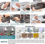 TAILI Sponge Holder with Strong Suction Cup, 4-in-1 Rustproof Sink Organizer - Sink Caddy Holds Sponges, Brushes, Stoppers & Scrapers -Silver