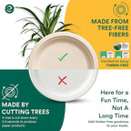 ECO SOUL Compostable Paper Plates 6 Inch (200 Count) Plates for Christmas Dessert, Heavy Duty, Eco-Friendly Sugarcane Bagasse Small Plates For Appetizer- Natural Brown