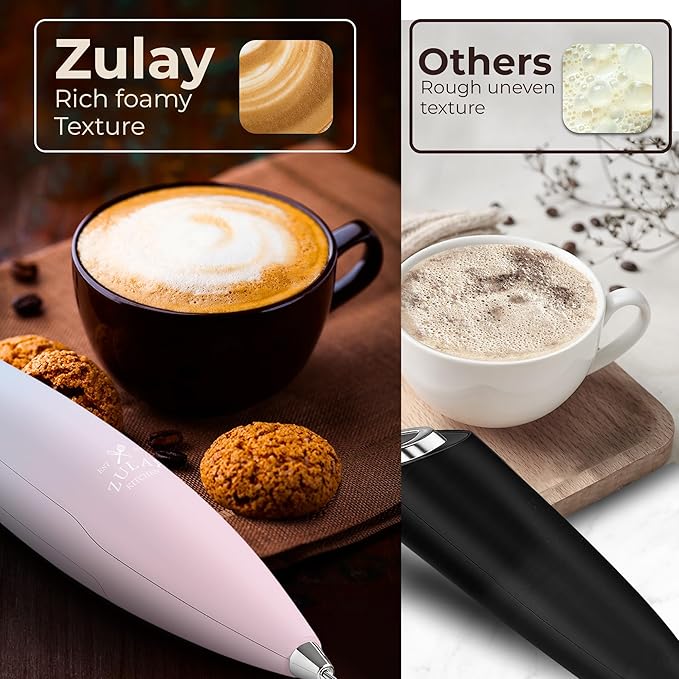 Zulay Kitchen Patented Tornado Triple Whisk Milk Frother with 4 Duracell Batteries – Handheld Foam Maker for Coffee, Lattes, Matcha & Hot Chocolate – Rich, Creamy Froth in Seconds - Orchid