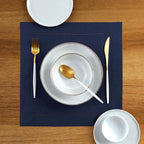 Solino Home Square Placemats Set of 4-100% Pure Linen Navy Blue Cloth Placemats 14 x 14 Inch - Classic Hemstitch, Machine Washable Place Mats for Winter
