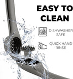 Zulay Kitchen Premium Garlic Press Set – Rust Proof & Dishwasher Safe Garlic Mincer Tool with Silicone Garlic Peeler & Brush, Easy Squeeze & Clean, Ergonomic Soft Grip Handle - Medium – Dark Gray