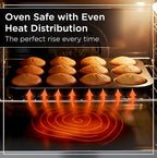 Wrenbury Nonstick Whoopie Pie Pan 12-Cup - Carbon Steel Shallow Baking Tray for Muffin Tops Macarons Cookies Yorkshire Puddings Cornbread & Burger Buns