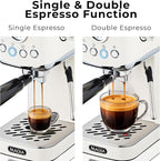 Zulay Kitchen Magia Compact Espresso Machine – 20 Bar Coffee Maker with Milk Frother Steam Wand, Latte & Cappuccino Maker, 1350W Fast Heating, 40oz Removable Water Tank, Stainless Steel – Cream