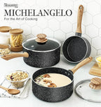 MICHELANGELO Saucepan Set, Nonstick Sauce Pans with Granite Coatings, Stone Sauce Pan with Lids, Non Stick Pot Sets, Sauce Pots 3 Piece, 1Qt, 2Qt & 3Qt
