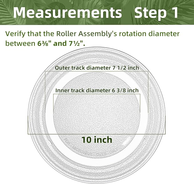 10" Microwave Turntable Compatible with GE WB49X10010, 10 inch Replacement Microwave Glass Plate for Whirlpool WP8205098, LG 3390W1G005D